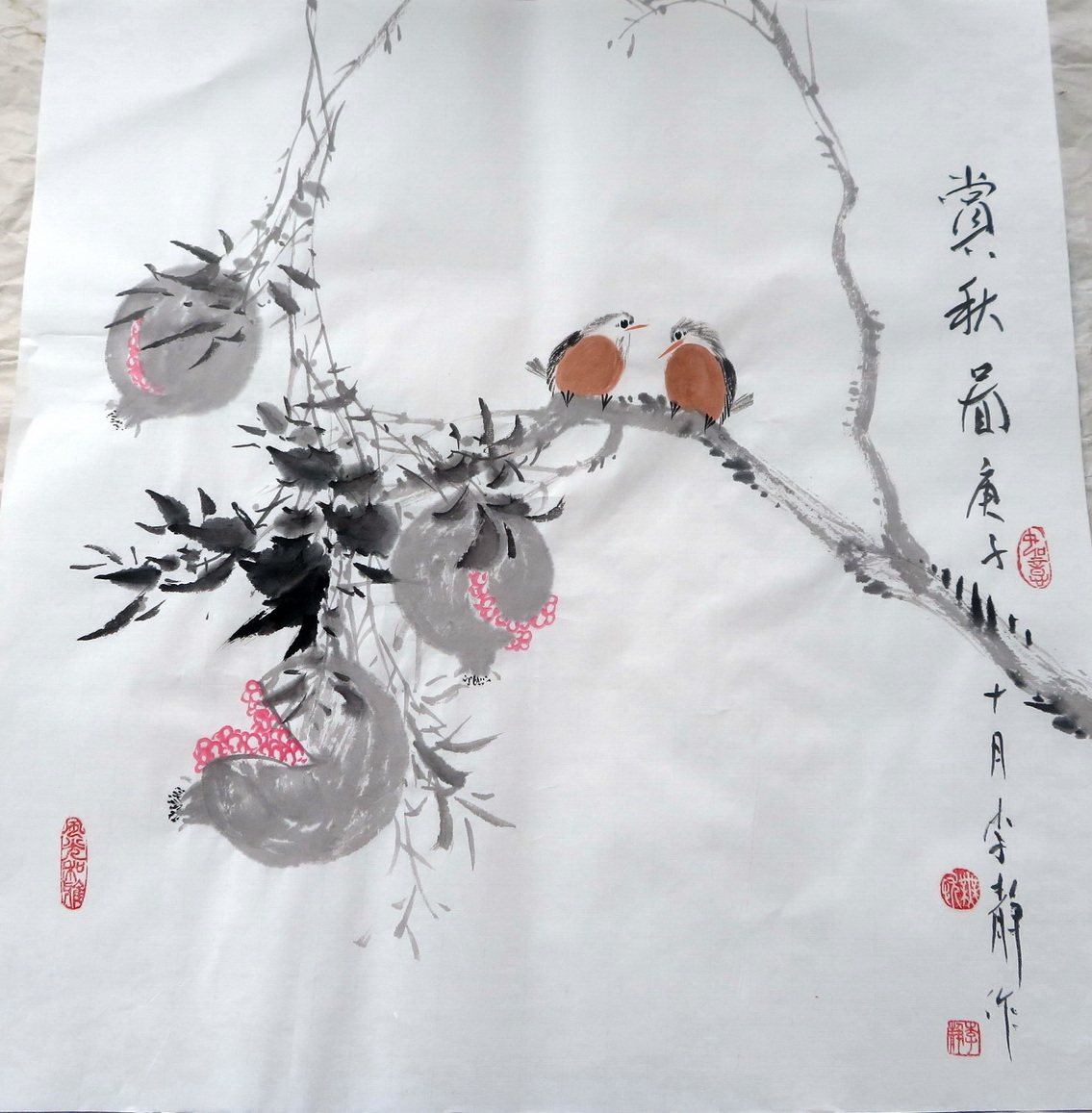 特价已落款三尺斗方水墨花鸟国画手绘中式客厅装饰字画rh10301186