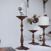 imooo原创家居法式 福利款 复古实木中古烛台摆件香薰蜡烛托台