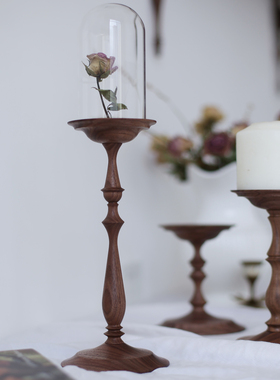 【福利款】imooo原创家居法式复古实木中古烛台摆件香薰蜡烛托台