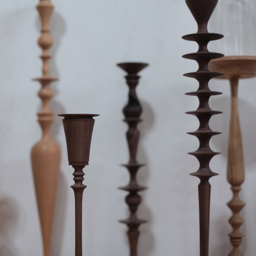 imooo原创家居木质复古中古摆件实木烛台烛台蜡烛台样板间装饰