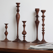 饰摆件 中古样板间家居装 imooo原创黑胡桃实木中古烛台日式 法式
