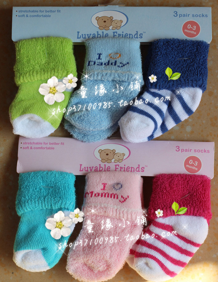 免邮 美国Luvable Friends 婴儿袜 初生婴儿毛巾袜袜子3对 0-3月,童装/婴儿装/亲子装,儿童袜子(0-16岁),淘宝优惠券,粉丝福利购,淘宝优惠卷
