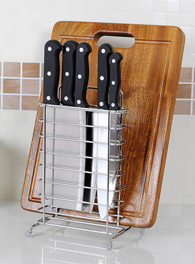 SDR厨房304不锈钢刀架砧板架刀座菜刀架 多功能置物架菜板架用品