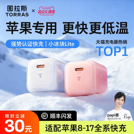 【苹果专用】图拉斯小冰块Lite适用苹果充电器充电头iPhone17ProMax快充40/45W手机16数据线13插头15typec14