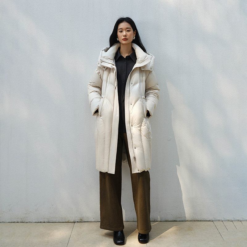 2025冬季新款连帽立领羽绒服女休闲舒适宽松保暖御寒时尚长款外套