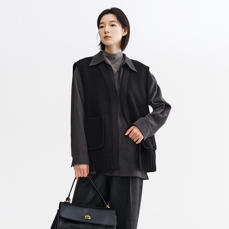 【福袋款 不退换】冬季时尚百搭驼绒马甲女简约V领无袖双面呢外套,女装/女士精品,毛呢外套,淘宝优惠券,粉丝福利购,淘宝优惠卷