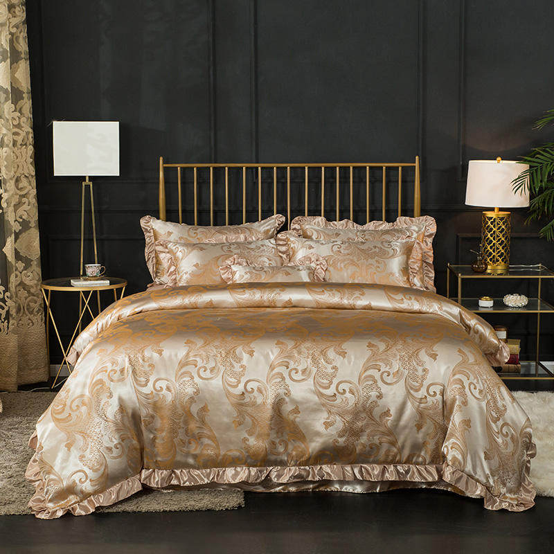 四件套提花贡缎韩式花边床裙式/床单式婚庆家居1.5/1.8床品套件