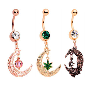 人体穿刺医用钢钛钢防过敏星星月亮肚脐环个性饰品 belly ring