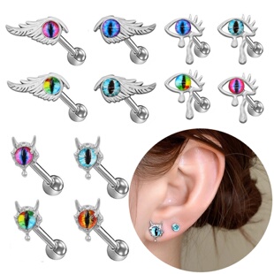 恶魔之眼独特绝美耳钉猫瞳耳环高级感医用钛钢高位耳骨钉猫眼耳饰