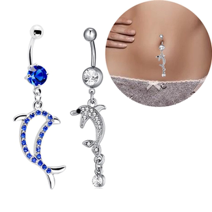 欧美新款海豚肚脐环肚皮舞脐饰穿刺饰品穿孔肚脐钉Navel Piercing