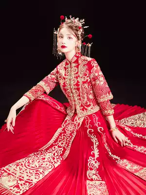 Xiuhe clothing bride 2021 New Chinese wedding dress summer show and hehe clothing women long sleeve red Xiuhe wedding clothing