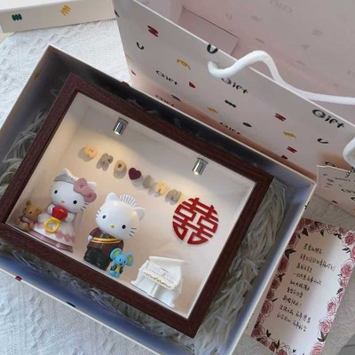 喜字相框kt公仔摆件送朋友新婚礼