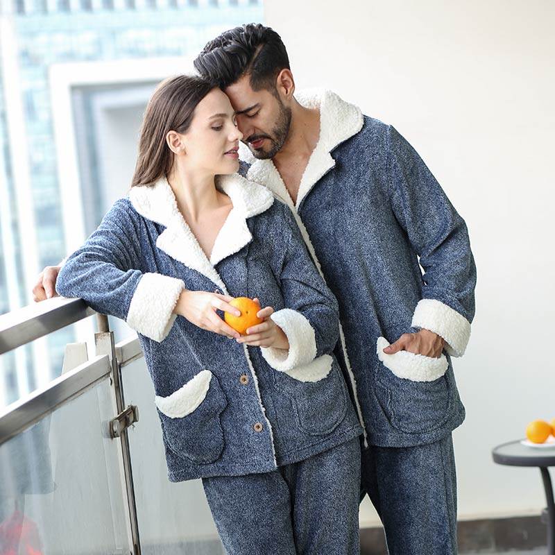 御庭珊瑚绒睡袍男加绒浴衣法兰绒加厚睡衣女冬长款保暖家居服浴袍