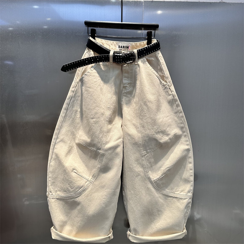 卡其色慵懒风时尚宽松弯刀裤女2026年春季新款高腰显瘦百搭牛仔裤,女装/女士精品,牛仔裤,淘宝优惠券,粉丝福利购,淘宝优惠卷