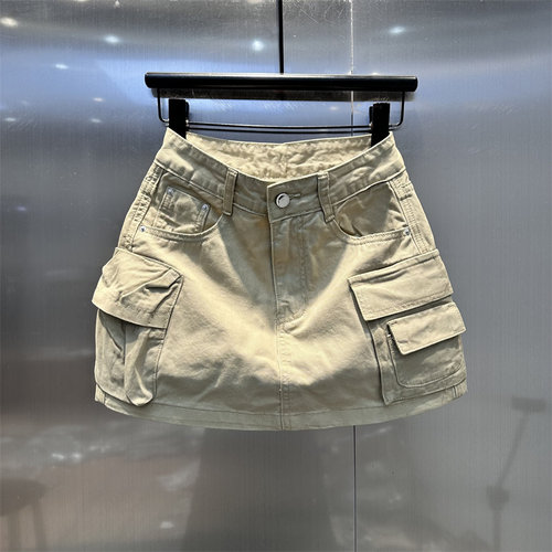 美式复古工装口袋牛仔半身裙女2026年春夏新款时尚气质辣妹包臀裙