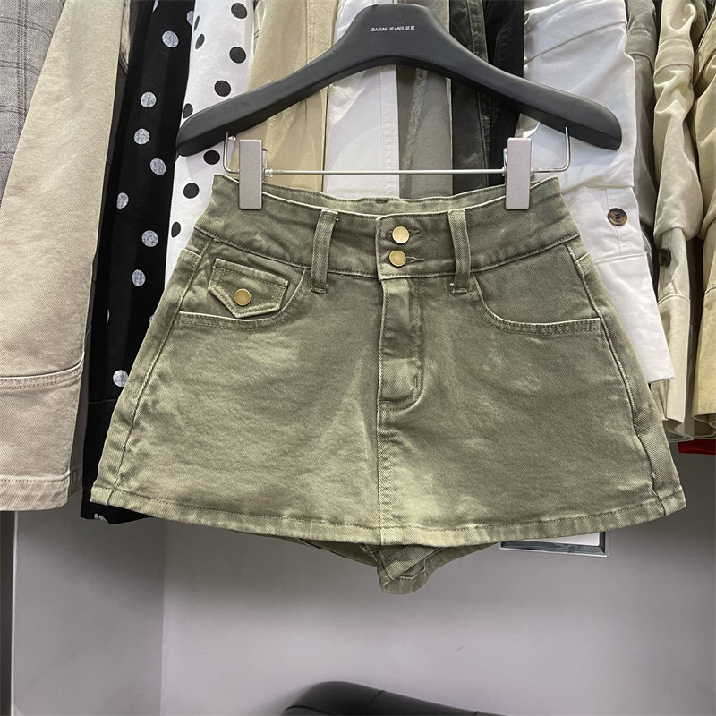 美式极简风绿色复古牛仔半身裙女2026年春季新款高腰气质A字裙裤,女装/女士精品,半身裙,淘宝优惠券,粉丝福利购,淘宝优惠卷