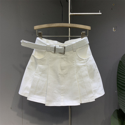 时尚A字防走光百褶裙韩版高腰显瘦百搭白色半身裙潮ins学院风短裙