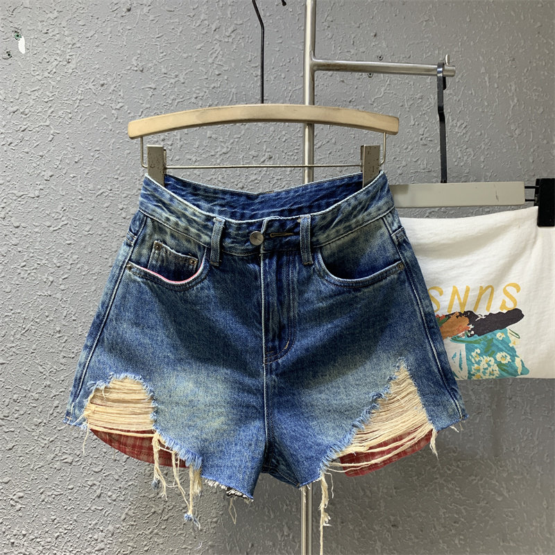 设计感毛边牛仔裤女2025早秋新款破洞设计感时尚洋气百搭短热裤潮,女装/女士精品,牛仔裤,淘宝优惠券,粉丝福利购,淘宝优惠卷