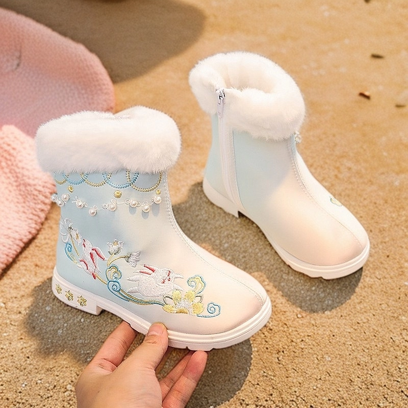 透气保暖棉靴古风刺绣古装鞋靴子