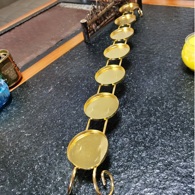 单排七星酥油灯架佛前供佛灯座烛台蜡烛长明灯座金属一字8小时12