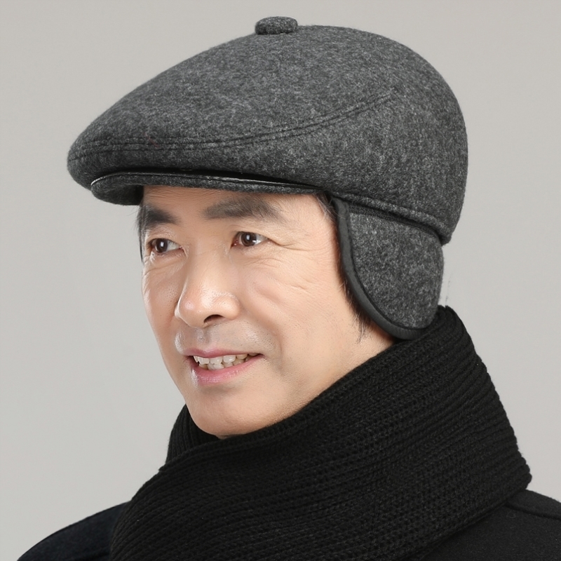 冬天中老年人帽子爷爷爸爸老人帽男保暖护耳前进鸭舌帽老头春秋季