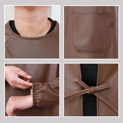 防水防油皮革罩衣男款反穿衣工作服冬季围裙劳保防酸碱加长加厚PU