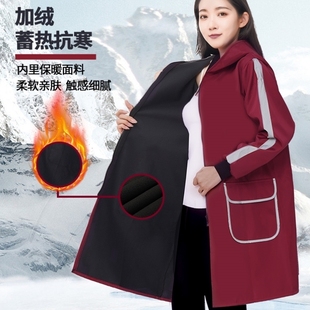 防水围裙男女成人加绒加厚羽绒服罩衣反光条外穿耐脏不沾毛工作服
