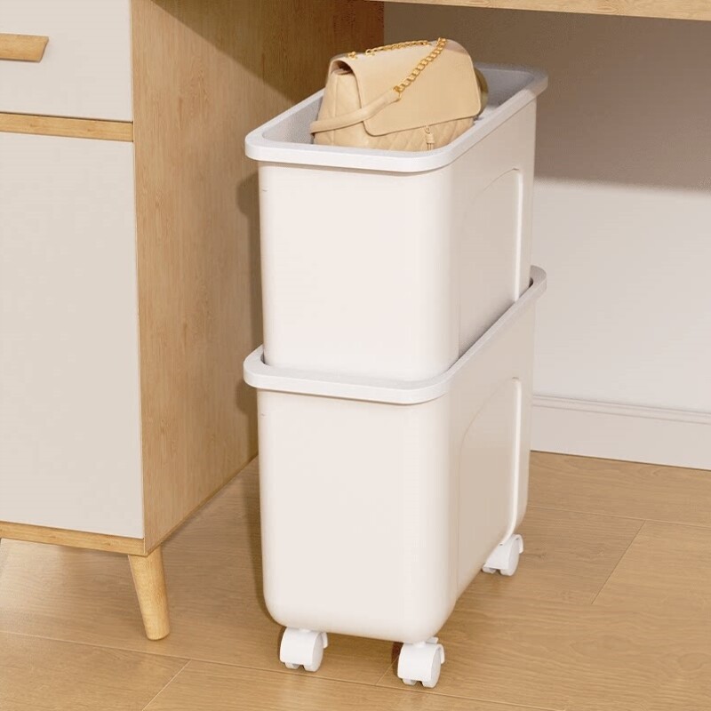 办公室工位神器放包收纳盒桌下家用窄款零食带轮衣服防尘柜子宿舍