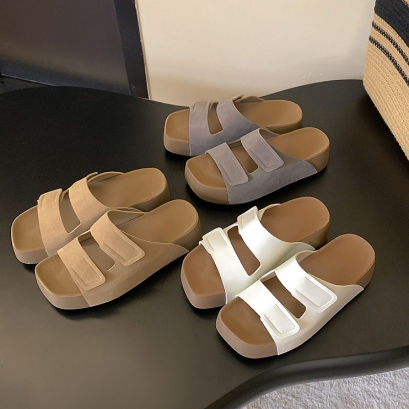 厚底双魔术贴懒人一脚蹬外穿勃肯凉拖女夏舒适休闲拖鞋