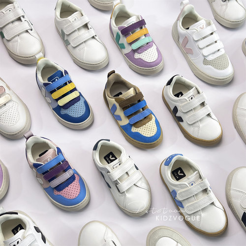 VEJA儿童魔术贴板鞋低帮小白鞋