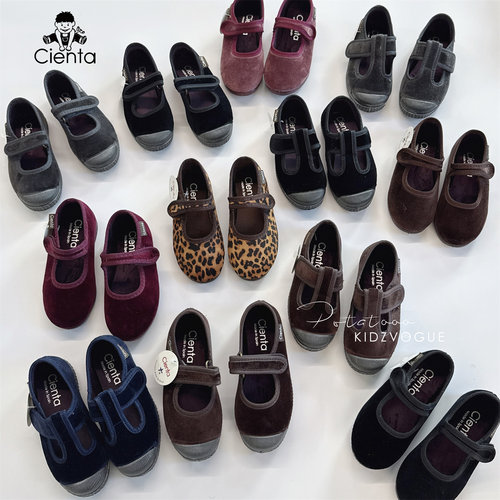 西班牙国民品牌秋冬丝绒奶奶鞋