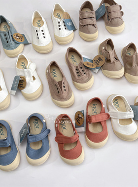 25AW补货薄底西班牙Igor儿童超轻帆布鞋超软一脚蹬t字单鞋魔术贴