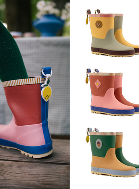 荷兰Sticky lemon 小柠檬儿童橡胶雨鞋男女宝宝短筒防滑雨靴
