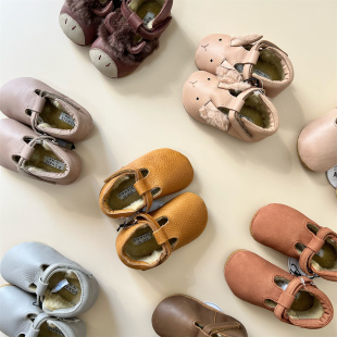 真皮动物可爱软 Donsje宝宝儿童婴儿秋冬加绒学步鞋 清仓特价