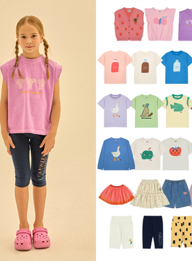 5Z 25SS新款Jelly Mallow儿童短袖T恤裤子卡通纯色男女舒适棉短裙