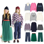 儿童字母卫衣毛衣加绒加厚牛仔裤 西班牙TAO 25FW秋冬新款 半裙网纱