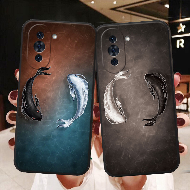 适用华为立体浮雕锦鲤手机壳