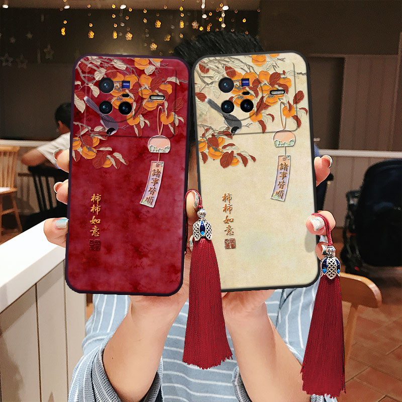 适用vivo立体浮雕柿柿如意手机壳