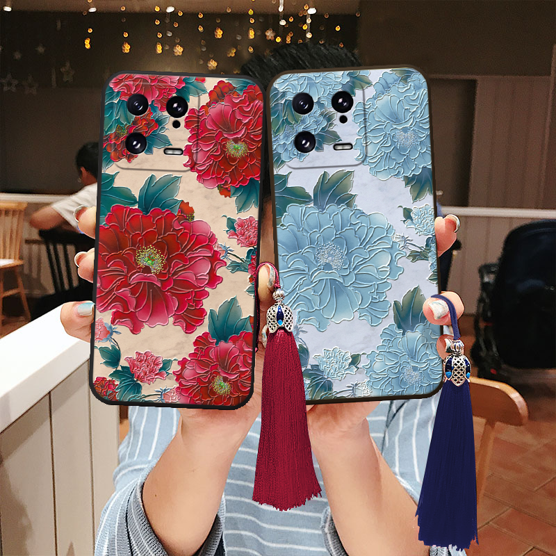 适用小米立体浮雕牡丹妈妈手机壳