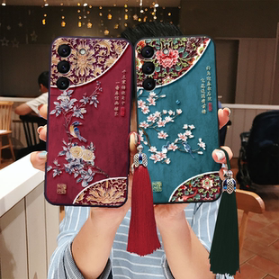 适用三星s25立体浮雕s24手机壳s23国风ultra花鸟a54妈妈喜鹊note20硅胶s22老人note10 防摔s21fe文艺a55古风