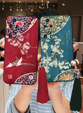 适用华为pura80立体浮雕p70手机壳p60国风p50花鸟pro古风p40青春ultra畅享60硅胶70x麦芒畅玩80妈妈老人plus