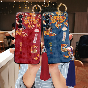 适用三星s25立体s24浮雕s23手机壳柿柿如意ultra寓意a55腕带s22挂绳s21fe背带斜挎s10 妈妈note20老人a54a35