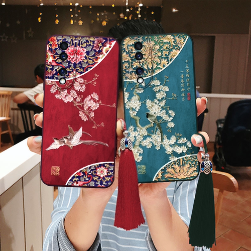 适用荣耀立体浮雕国风花鸟手机壳