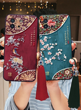 适用iqoo立体浮雕花鸟neo11手感pro手机壳13故宫neo9s硅胶国风10妈妈z9老人Turbo+女礼物z1x质感z8复古z7古风