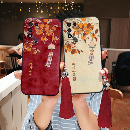 适用oppo立体浮雕柿柿如意手机壳