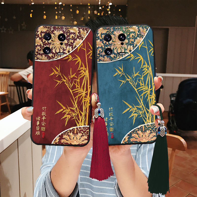适用小米17立体浮雕15竹子civi5平安14手机壳pro新年ultra高级感2防摔mix4妈妈10s老人13软3全包9国风4青春st