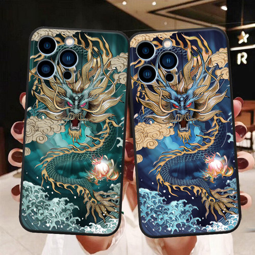 适用苹果立体浮雕龙国潮手机壳