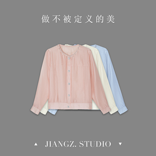 清爽软天丝领口订钻极简防嗮通勤上衣 专柜买手珠珠 夏季 新款