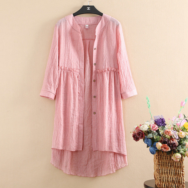 民族风外搭棉麻开衫女薄款中长款防晒披肩外套