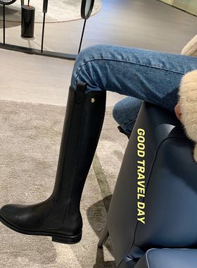 巨好看平底长筒靴女2025新款秋冬腿粗高筒切尔西骑士长靴子不过膝
